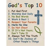 HGETJOHXEM Sunday School Decor Poster Ten Commandments Bible Verses Wall-Art for Christian Childrens Room Bedroom Living Room(Framed,12x18inch(30x45cm))
