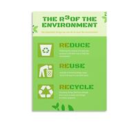 HGETJOHXEM Sustainability and Environmental Protection Poster The 3 Rs Reduce Reuse Recycle Canvas Painting for Office Home(Framed,08x12inch(20x30cm))