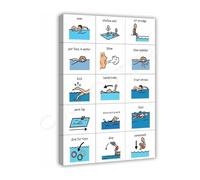 HGETJOHXEM Swim Strokes Techniques Chart Educational Guide Canvas Wall-Art Poster for Pool House Bathroom(Framed,16x24inch(40x60cm))