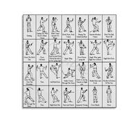HGETJOHXEM Tai Chi 24 Form Poster - Yang Style Step-by-Step Movements Instructional Chart, Martial Arts Wall-Art for Practice & Home Decor(Unframed,12x18inch(30x45cm))