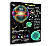 HGETJOHXEM The Atom Atomic Structure Diagram Science Education Canvas Wall-Art for Classroom Study Room Office Decor(Unframed,12x18inch(30x45cm))