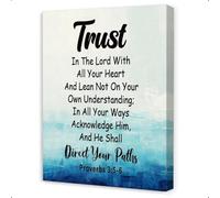 HGETJOHXEM Trust in the Lord with All Your Heart Wall Art - Proverbs 3:5-6 Scripture Canvas Print, Christian Inspirational Decor for Home, Office, Church(Unframed,08x12inch(20x30cm))