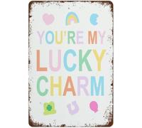 HGETJOHXEM Vintage St Patricks Day Youre My Lucky Charm Metal Tin Sign Lucky Irish Decor Pastel Wall-Art for Home Kitchen 8 X 12 inch