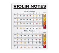 HGETJOHXEM Violin Fingering Chart and Music Notes Reference Educational Poster Wall-Art for Studio Living Room(Framed,16x24inch(40x60cm))