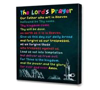 HGETJOHXEM Wall-Art Bible Verses Canvas The Lords Prayer Scripture Ready to Hang for Nursery Classroom Bedroom Decor(Framed,08x12inch(20x30cm))