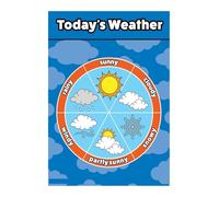 HGETJOHXEM Weather Chart for Kids - Laminated Educational Poster with Weather Symbols, Days of W nd Seasons for Classroom Morning Routine & Homeschool(Framed,16x24inch(40x60cm))