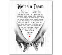 HGETJOHXEM We're A Team Love Quote Print - Inspirational Marriage Wall Art for Couples, Wedding Vows Canvas Decor for Romantic Bedroom Atmosphere(Framed,08x12inch(20x30cm))