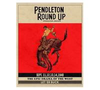 HGETJOHXEM Western Bronc Rider Wall Art Canvas Print, Pendleton Round-Up Rodeo Scene with Real Wood Hanger, Rustic Cowboy Decor for Home Office(Unframed,12x18inch(30x45cm))
