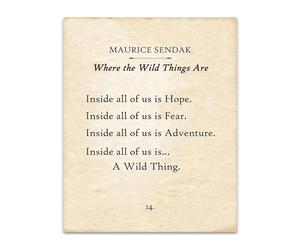 HGETJOHXEM Where the Wild Things Are Literary Print - Maurice Sendak Typography Wall Art for Book Lovers, Home Library & Study Room Decor(Unframed,08x12inch(20x30cm))