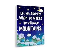 HGETJOHXEM While He Sleeps Nursery Wall-Art - He Dreams of Tomorrow Inspirational Print, Boy Room Decor Parent Gift Sentimental Quote(Framed,12x18inch(30x45cm))