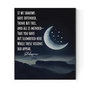 HGETJOHXEM William Shakespeare Quote Print If We Shadows Have Offended A Midsummer Night's Dream Literary Art Print Office Decor(Framed,16x24inch(40x60cm))