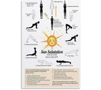 HGETJOHXEM Yoga Poster: The Complete Sun Salutation - Step-by-Step Illustrated Guide, Canvas Wall-Art for Practice Room or Modern Home Decor(Unframed,12x18inch(30x45cm))