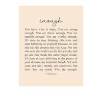 HGETJOHXEM You Are Enough Positive Affirmation Poster - Nikki Banas Inspirational Quote Wall Art, Modern Print for Bedroom, Living Room, and Office Decor(Framed,12x18inch(30x45cm))
