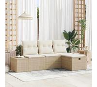 HGFDCBK Ensemble de canapés de jardin modernes 4 pièces avec coussins en rotin synthétique, module d'assise, canapés et repose-pieds, coussins d'assise amovibles en polyester, design modulaire pour
