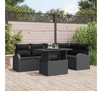 HGFDCBK Ensemble de canapés de jardin modulaires avec espace de rangement, 6 pièces, en rotin synthétique, coussin en polyester avec fermeture éclair, table et bancs avec compartiments cachés