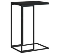 HGFDCBK Table d'appoint en forme de C en bois et fer avec plateau solide noir, dimensions 40 x 30 x 59 cm