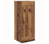 HGFDVCMR Armoire murale aspect bois vieilli 34,5 x 34 x 90 cm | Étagère suspendue fine pour salon et bureau : rangement mural avec poignées en cuir mat pour une utilisation verticale.