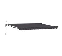 HGFDVCMR Auvent électrique, 5 x 3,5 m, anthracite, à bras articulé, avec télécommande et manivelle, store semi-cassette en polyester, pour terrasse et jardin, montage mural, protection solaire