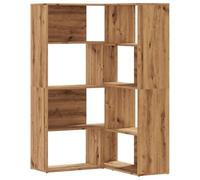 HGFDVCMR Bibliothèque d'angle à 4 niveaux en chêne artisanal | Étagère flexible en escalier avec 2 options de montage comme étagère d'angle ou longitudinale pour le salon et la chambre à