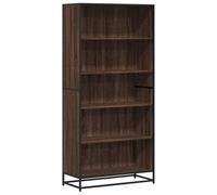 HGFDVCMR Bibliothèque sur pied 5 compartiments aspect chêne 80,5 x 35 x | Armoire d'appoint industrielle en bois et métal pour salon et couloir avec beaucoup d'espace de rangement et support mural.