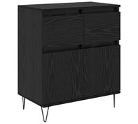 HGFDVCMR Buffet avec tiroir noir aspect chêne 60 x 35 x 70 cm | Commode compacte pour couloir et chambre à coucher avec pieds en métal robustes au design élégant du milieu du siècle.