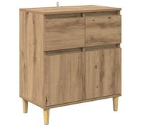 HGFDVCMR Buffet en chêne Artisan 60 x 35 x 70 cm | Armoire d'appoint compacte avec tiroir et 2 portes pour couloir ou chambre à coucher. Pieds solides de style milieu du siècle