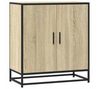 HGFDVCMR Buffet en chêne Sonoma 68 x 35 x 76 cm | Armoire d'appoint compacte avec 3 compartiments pour le salon et le couloir, structure en métal solide avec un aspect bois