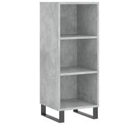 HGFDVCMR Buffet gris béton 34,5 x 32,5 x 90 cm Armoire d'appoint commode | Armoire compacte en bois effet béton pour salon et couloir, avec support mural pour la protection.