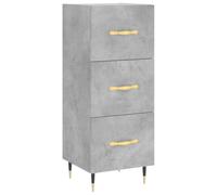 HGFDVCMR Buffet gris béton 34,5 x 34 x 90 cm Armoire d'appoint 3 tiroirs | Commode fine pour chambre à coucher et salon avec pieds en métal stables et triple espace de rangement.