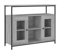 HGFDVCMR Buffet gris Sonoma 100 x 35 x 80 cm | Armoire d'appoint stable pour salon et couloir avec pieds réglables et beaucoup d'espace de rangement derrière des portes en