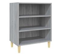 HGFDVCMR Buffet gris Sonoma - 57 x 35 x 70 cm - Bibliothèque | Armoire d'appoint compacte avec 3 compartiments ouverts et pieds en bois d'eucalyptus pour salon ou chambre à coucher.
