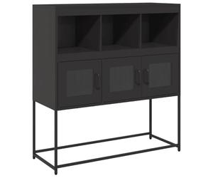 HGFDVCMR Buffet noir 100,5 x 39 x 107 cm en acier laminé à froid | Commode en métal robuste avec support mural pour chambre à coucher, couloir, cuisine et bureau avec un grand espace de