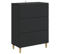 HGFDVCMR Commode noire 66 x 34,5 x 90 cm avec 3 tiroirs | Armoire d'appoint polyvalente au look vintage pour le salon et le couloir. Offre un triple espace de rangement avec des pieds