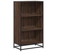 HGFDVCMR Étagère sur pied marron aspect chêne 60 x 35 x 107,5 cm en métal | Paravent compact avec 3 compartiments ouverts au design industriel pour salon et chambre à coucher avec étagère stable.