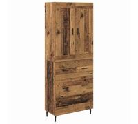 HGFDVCMR Highboard 2 pièces aspect bois vieilli 69,5 x 34 x 180 cm | Armoire 2 pièces avec 3 tiroirs et étagères offrant beaucoup d'espace de rangement dans le salon et la salle à manger avec