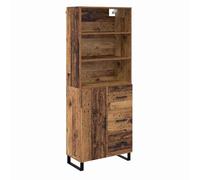 HGFDVCMR Highboard Armoire haute en bois vieilli 2 pièces avec 3 tiroirs et | Meuble haut élégant en 2 pièces pour salon et salle à manger. Offre beaucoup d'espace de rangement avec 3 tiroirs