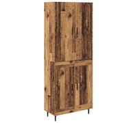HGFDVCMR Highboard Lot de 2 meubles en bois vieilli 69,5 x 34 x 180 cm | Design élégant pour le salon et la salle à manger avec porte en verre, poignées en barre de fer et beaucoup d'espace de