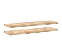 HGFDVCMR Lot de 2 étagères flottantes en bois d'acacia massif non traité | Étagère murale polyvalente en bois véritable non traité pour le salon et la chambre à coucher, personnalisable comme projet