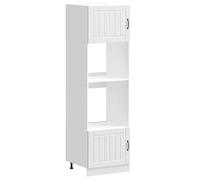 HGFDVCMR Lucca Lot de 2 armoires de cuisine en bois blanc | Armoire de four pratique pour la cuisine avec pieds réglables et beaucoup d'espace de rangement pour le four ou le