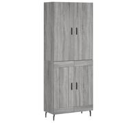 HGFDVCMR Meuble haut gris Sonoma 69,5 x 34 x 180 cm en bois | Commode multifonction pour le salon avec pieds en métal et portes robustes pour ranger les petites choses du quotidien.