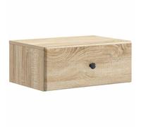 HGFDVCMR Table de chevet murale en chêne Sonoma 49 x 34,5 x 20 cm | Design flottant pour chambre à coucher : armoire suspendue peu encombrante avec tiroir et compartiment ouvert pour livres et