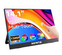HGFRTEE Moniteur PC Portable Tactile 14", 1920×1200 WUXGA, 10-Point Touchscreen IPS 16:10, sRGB 100%, 178°, 60Hz, Haut-parleurs, USB-C, Mini-HDMI, VESA, Support Pliable, Écran PC Tactile pour Windows