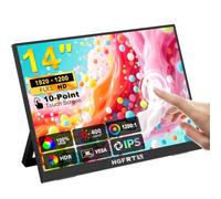 HGFRTEE Portable Monitor Touchscreen 14", 1920x1200 60Hz USB-C & FHD External Display Touch Screen for Laptop/Mac/Gaming/Office, VESA Mountable Travel Monitor with Built-in Speakers-LCD Panels