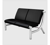 HGFVNFVKHA Banc de Salle D'attente avec Accoudoirs, Revêtement en Cuir Ergonomique, Idéal pour Les Bureaux, Les Cliniques, Les Aéroports et Bien Plus Encore(Black,51.1in/130cm)