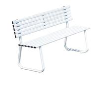 HGFVNFVKHA Bancs D'extérieur, Banc de Jardin avec Dossier et Structure Métallique Résistante Aux Intempéries, Idéal pour Les Jardins, Balcons, Parcs et Espaces Publics(White,150cm)