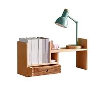 HGFVNFVKHA Étagère de Bureau Ajustable en Bois 2 Niveaux, Bibliothèque Extensible Rotative, Rangement Compact pour Bureau Maison Petits Espaces