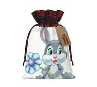 HGFVY 1 sac fourre-tout amusant avec cordon de serrage, motif lapin de Pâques, 21,1 x 30 cm, pour cadeau de Noël et rangement et avec étiquettes cadeaux en papier kraft