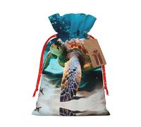 HGFVY 1 sac fourre-tout tortue de mer avec cordon de serrage 4,7 x 17,5 cm pour cadeau de Noël et rangement et avec étiquettes cadeaux en papier kraft