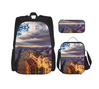 Hgfvy Beauty Grand Canyon 1 Sac à dos léger pour sac à dos avec sac à déjeuner isotherme et trousse à crayons, noir, One Size
