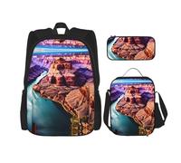 Hgfvy Beauty Grand Canyon Sac à dos léger avec sac à déjeuner isotherme et trousse à crayons, noir, One Size